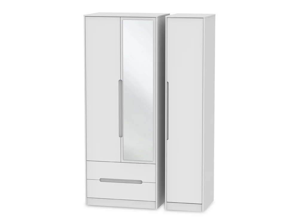 Welcome Welcome Monaco 3 Door 2 Drawer Tall Mirrored Triple Wardrobe (Assembled)