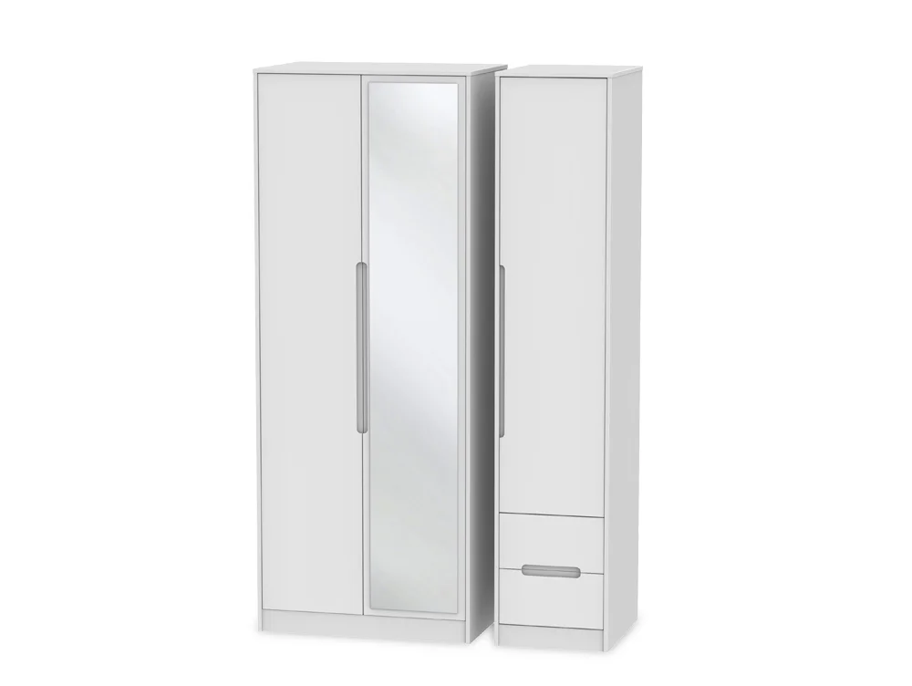 Welcome Welcome Monaco 3 Door 2 Small Drawer Tall Mirrored Triple Wardrobe (Assembled)