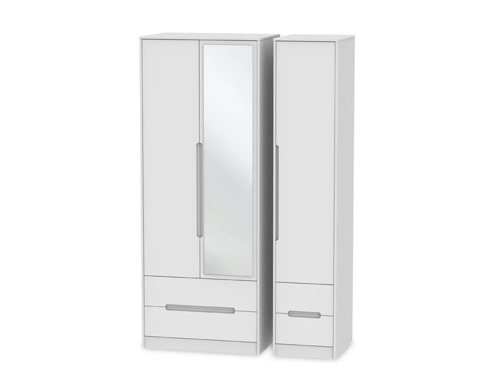 Welcome Welcome Monaco 3 Door 4 Drawer Tall Mirrored Triple Wardrobe (Assembled)