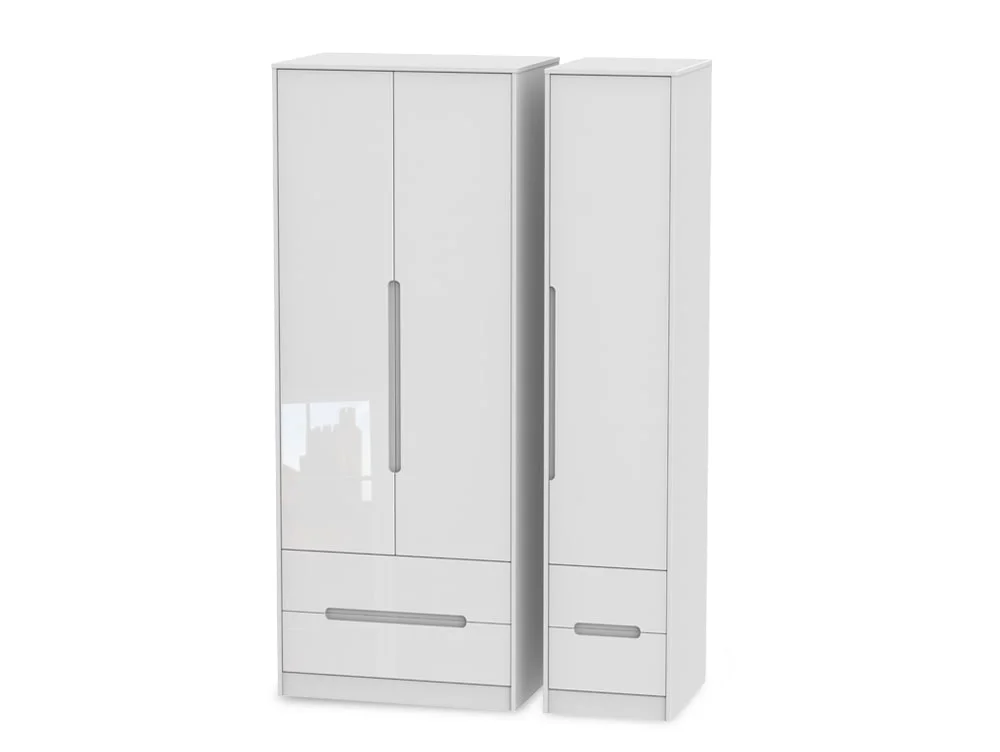 Welcome Welcome Monaco Gloss 3 Door 4 Drawer Tall Triple Wardrobe (Assembled)