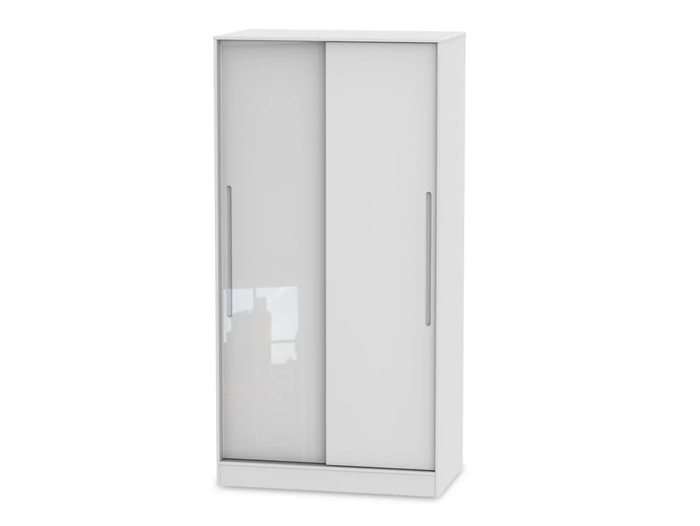 Welcome Welcome Monaco Gloss Sliding Door Double Wardrobe (Part Assembled)