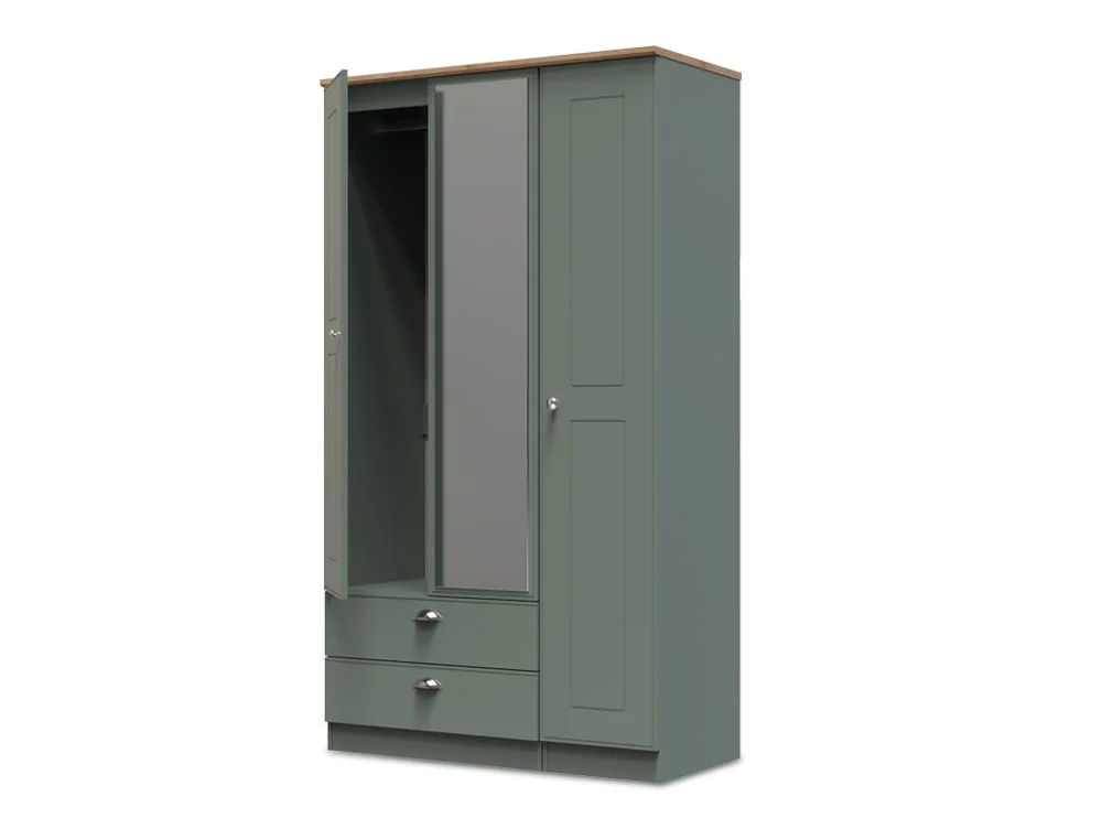 Welcome Welcome Victoria 3 Door 2 Drawer Tall Mirrored Triple Wardrobe (Assembled)