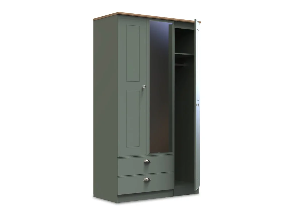 Welcome Welcome Victoria 3 Door 2 Drawer Mirrored Triple Wardrobe (Assembled)