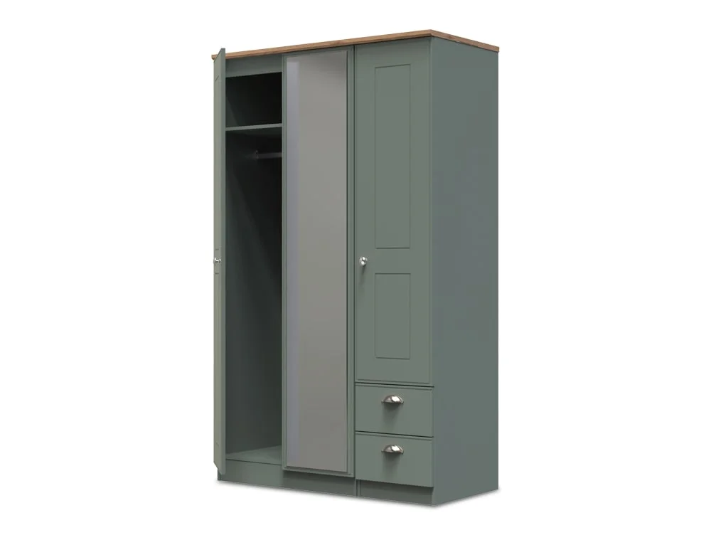 Welcome Welcome Victoria 3 Door 2 Small Drawer Mirrored Triple Wardrobe (Assembled)