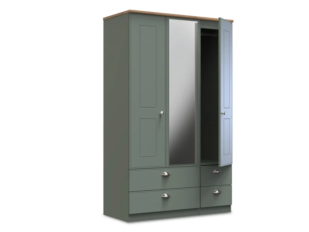 Welcome Welcome Victoria 3 Door 4 Drawer Mirrored Triple Wardrobe (Assembled)