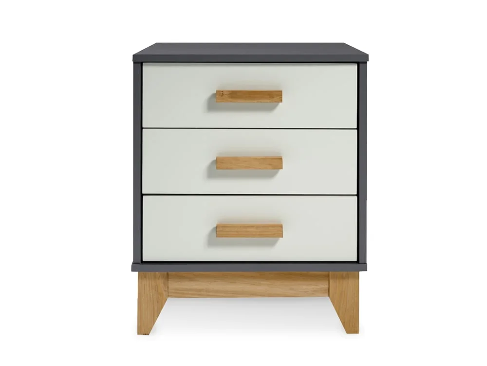 Seconique Seconique Cleveland Grey and White 3 Drawer Bedside Table