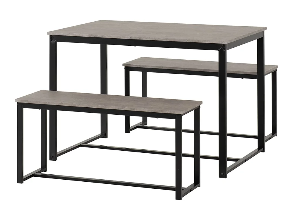 Seconique Seconique Lincoln Stone Effect Dining Table and 2 Bench Set