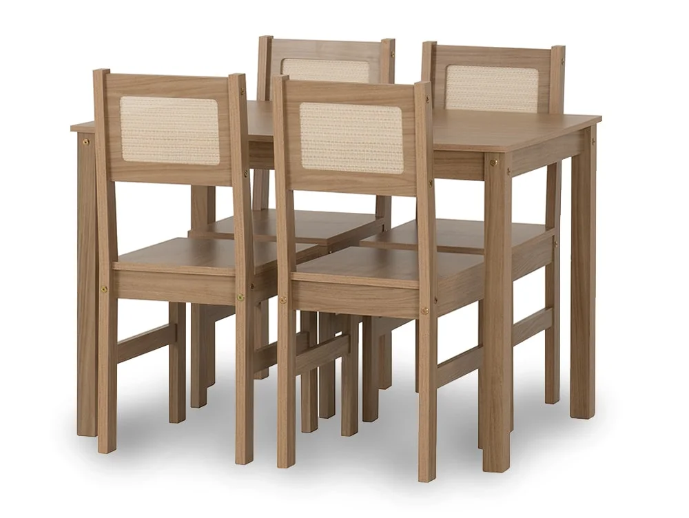 Seconique Seconique Santana Rattan and Light Oak Dining Table and 4 Chairs