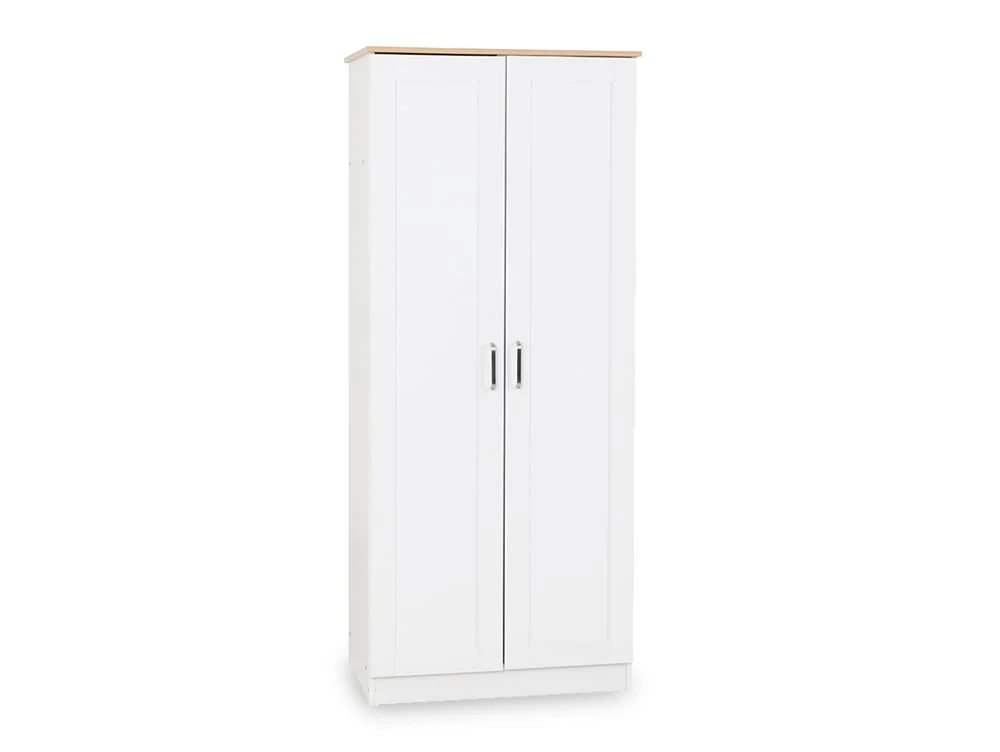 Seconique Seconique Portland White and Oak 2 Door Double Wardrobe