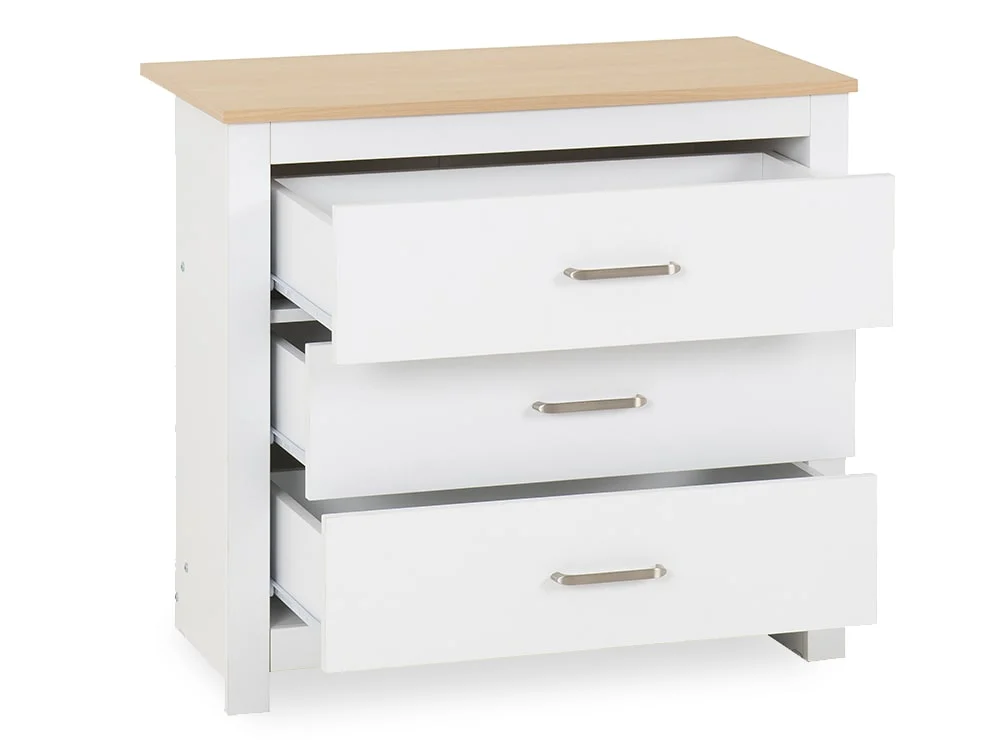 Seconique Seconique Portland White and Oak 3 Drawer Chest of Drawers