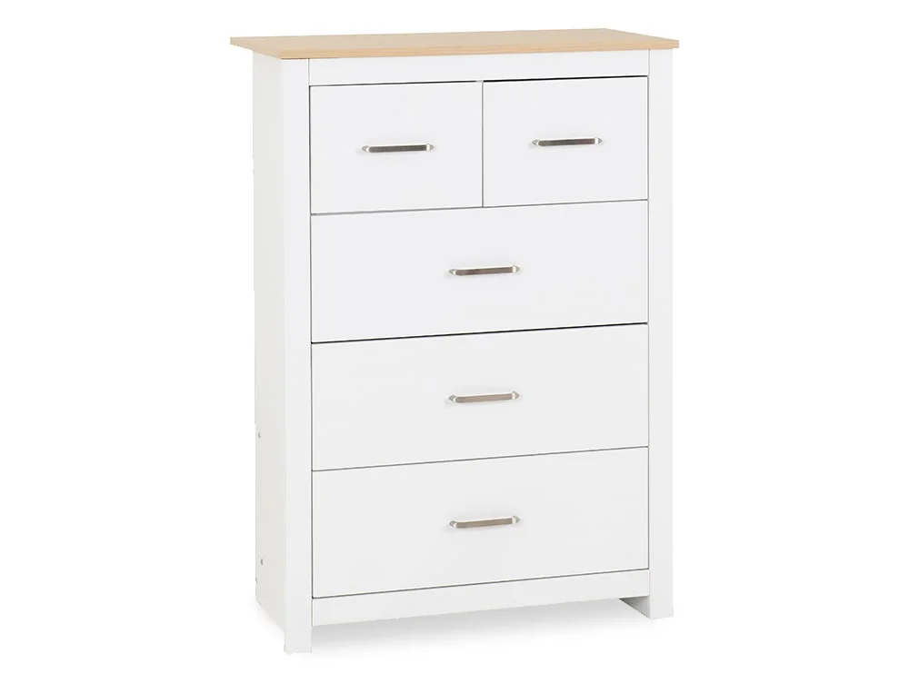 Seconique Seconique Portland White and Oak 3+2 Drawer Chest of Drawers