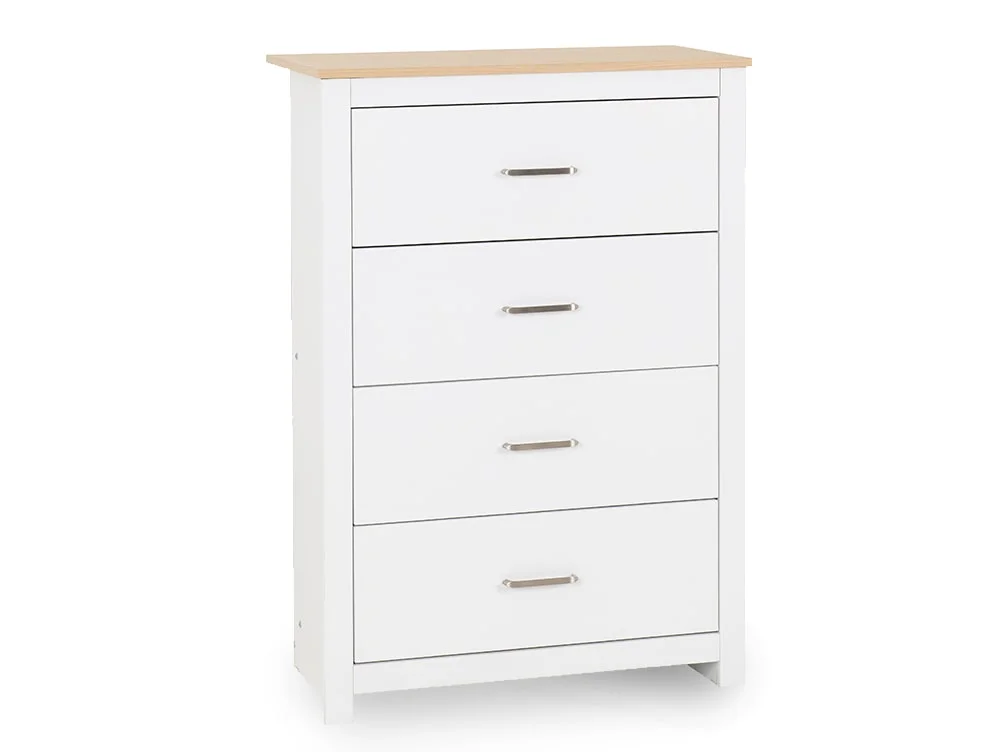 Seconique Seconique Portland White and Oak 4 Drawer Chest of Drawers