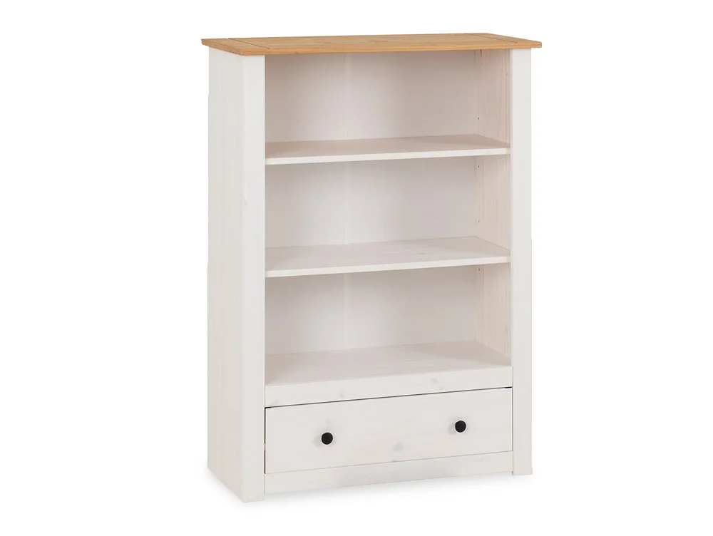 Seconique Seconique Panama White and Waxed Pine 1 Drawer Bookcase