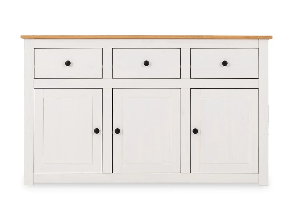 Seconique Seconique Panama White and Waxed Pine 3 Door 3 Drawer Sideboard