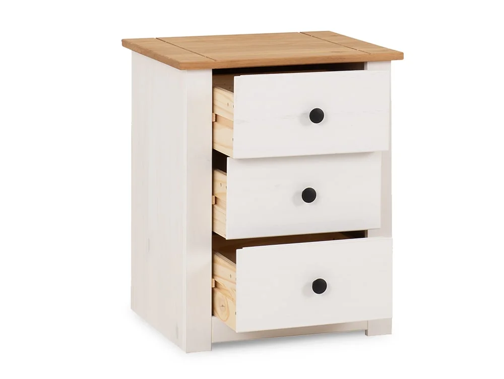 Seconique Seconique Panama White and Waxed Pine 3 Drawer Bedside Table