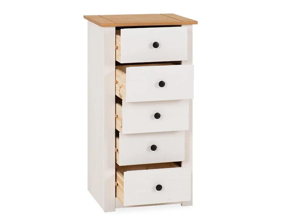 Seconique Seconique Panama White and Waxed Pine 5 Drawer Chest of Drawers