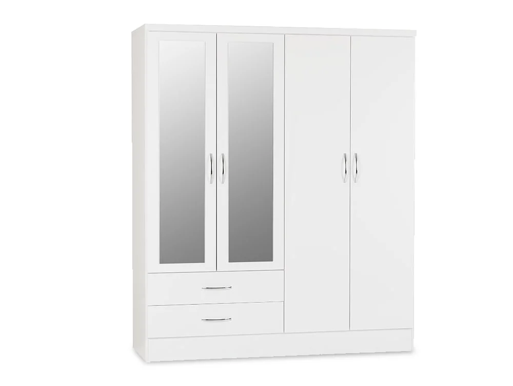 Seconique Seconique Nevada White High Gloss 4 Piece Large Bedroom Furniture Package