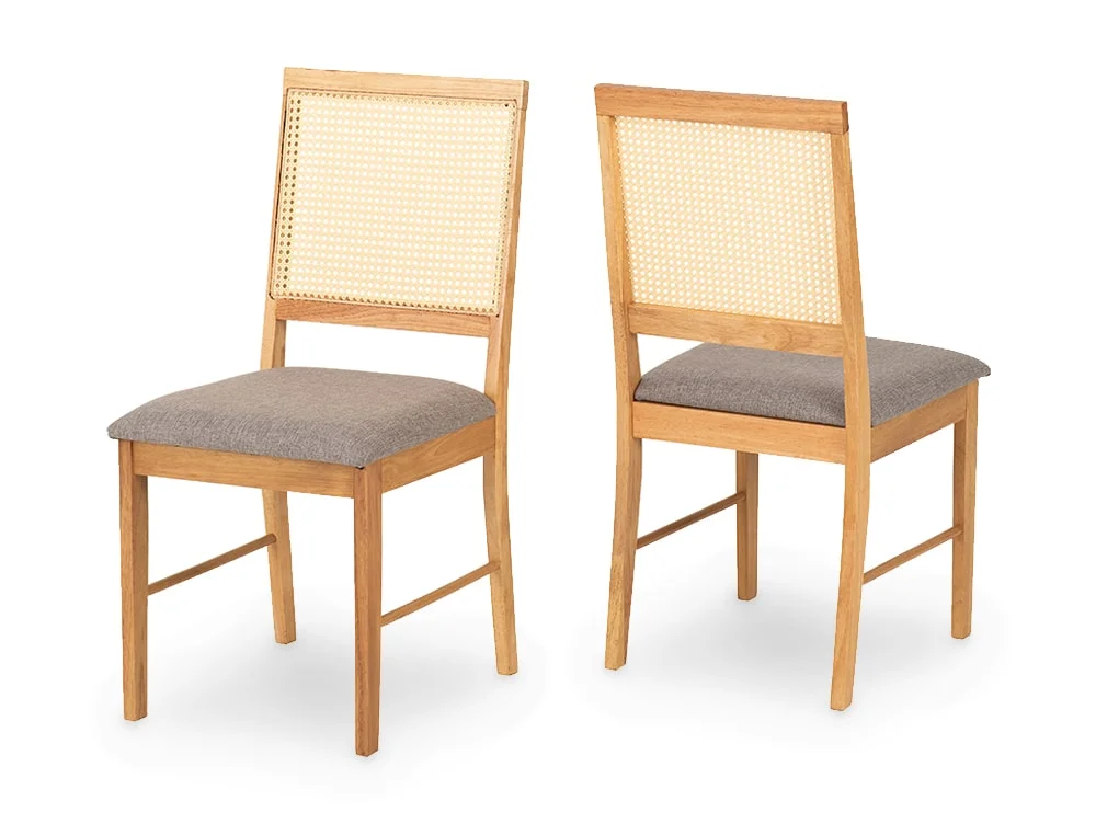 Seconique Seconique Ellis Set of 2 Oak and Rattan Dining Chairs