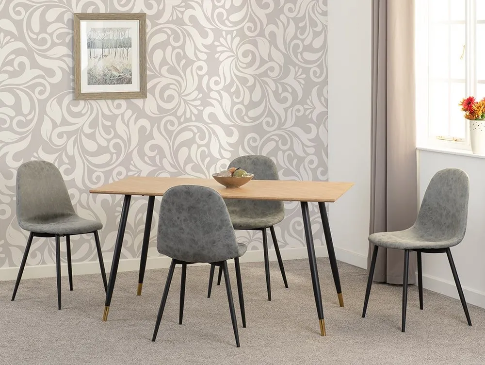 Seconique Seconique Hamilton 140cm Dining Table with 4 Athens Grey Faux Leather Chairs
