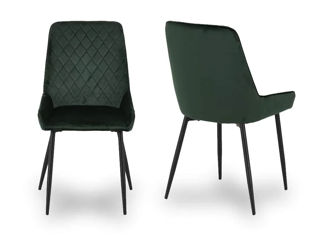 Seconique Seconique Hamilton 140cm Dining Table with 4 Avery Green Velvet Dining Chairs