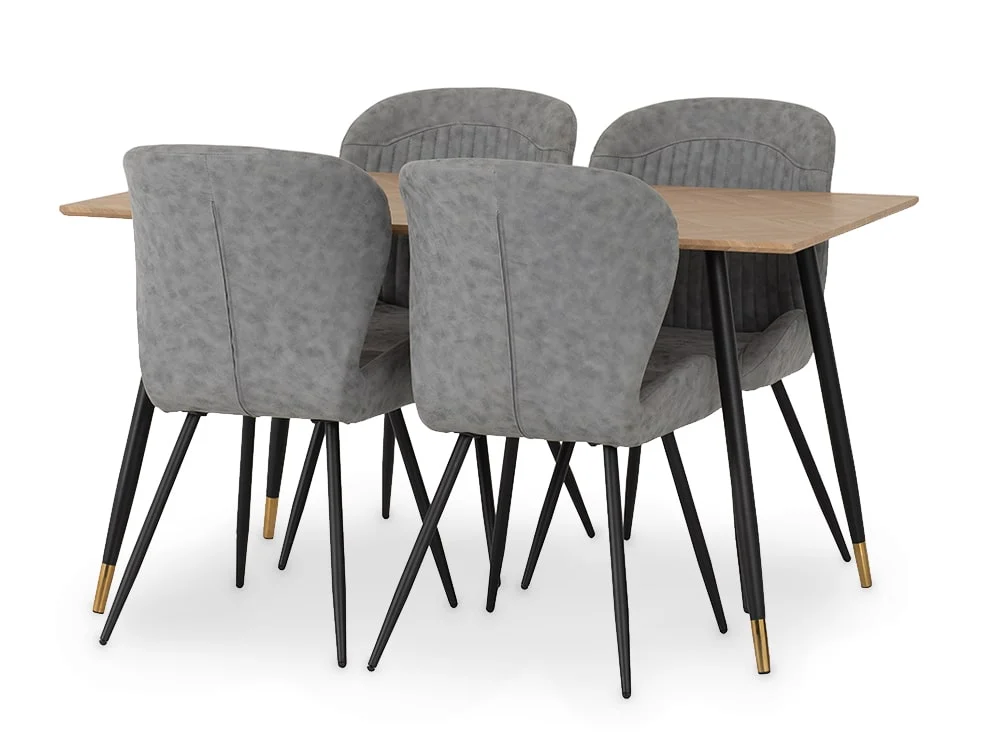 Seconique Seconique Hamilton 140cm Dining Table with 4 Quebec Grey Faux Leather Chairs