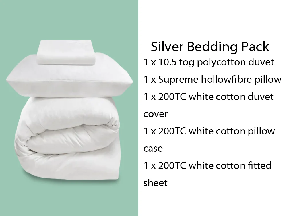 Harwood Textiles Harwood Textiles Silver 3ft Single Bedding Pack
