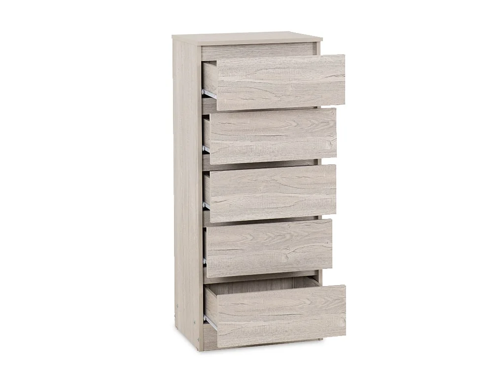 Seconique Seconique Malvern Urban Snow 5 Drawer Tall Narrow Chest of Drawers