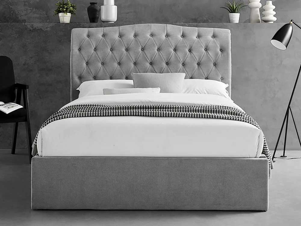 Limelight  Limelight Rosa 4ft6 Double Light Grey Fabric Ottoman Bed Frame