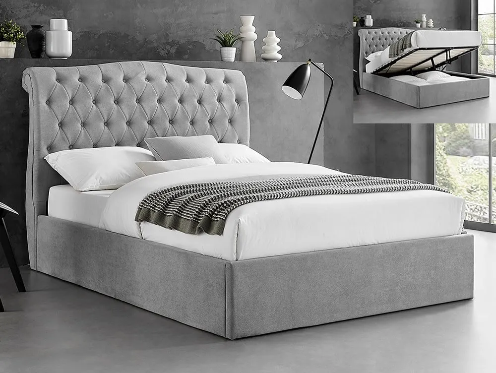 Limelight  Limelight Rosa 5ft King Size Light Grey Fabric Ottoman Bed Frame