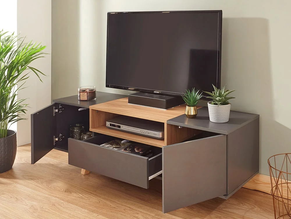 GFW GFW Modena Grey and Oak 4 Piece Living Room Furniture Set