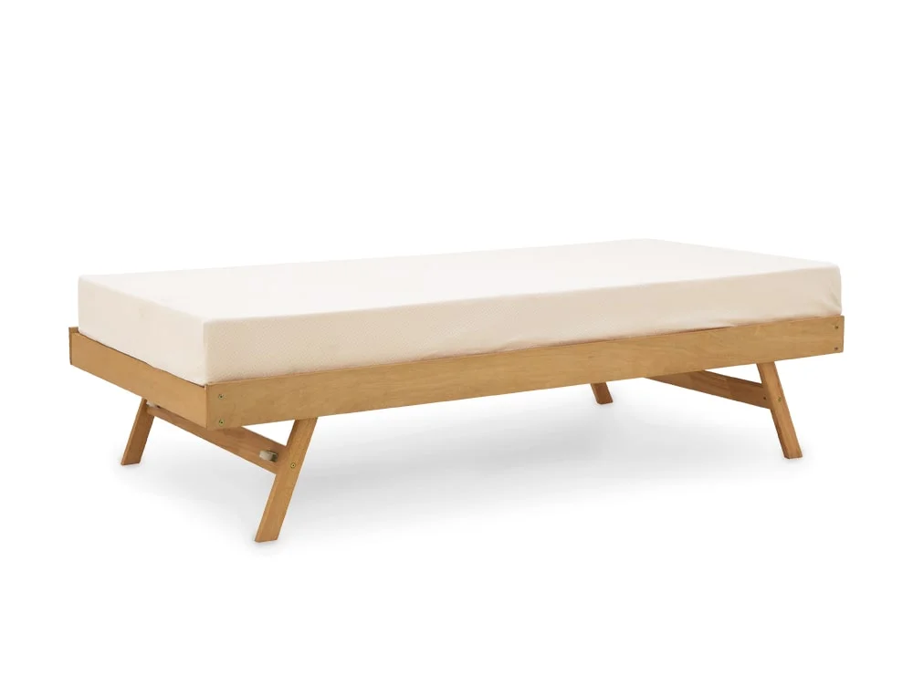 GFW GFW Madrid 3ft Single Oak Wooden Day Bed with Guest Bed Frame