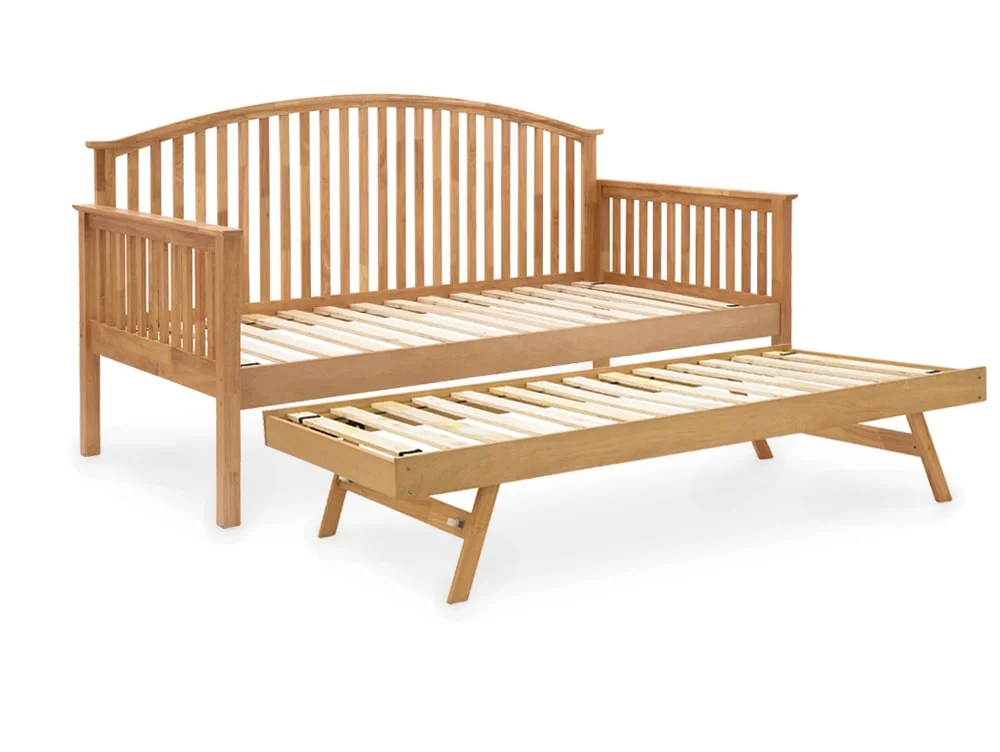 GFW GFW Madrid 3ft Single Oak Wooden Day Bed with Guest Bed Frame