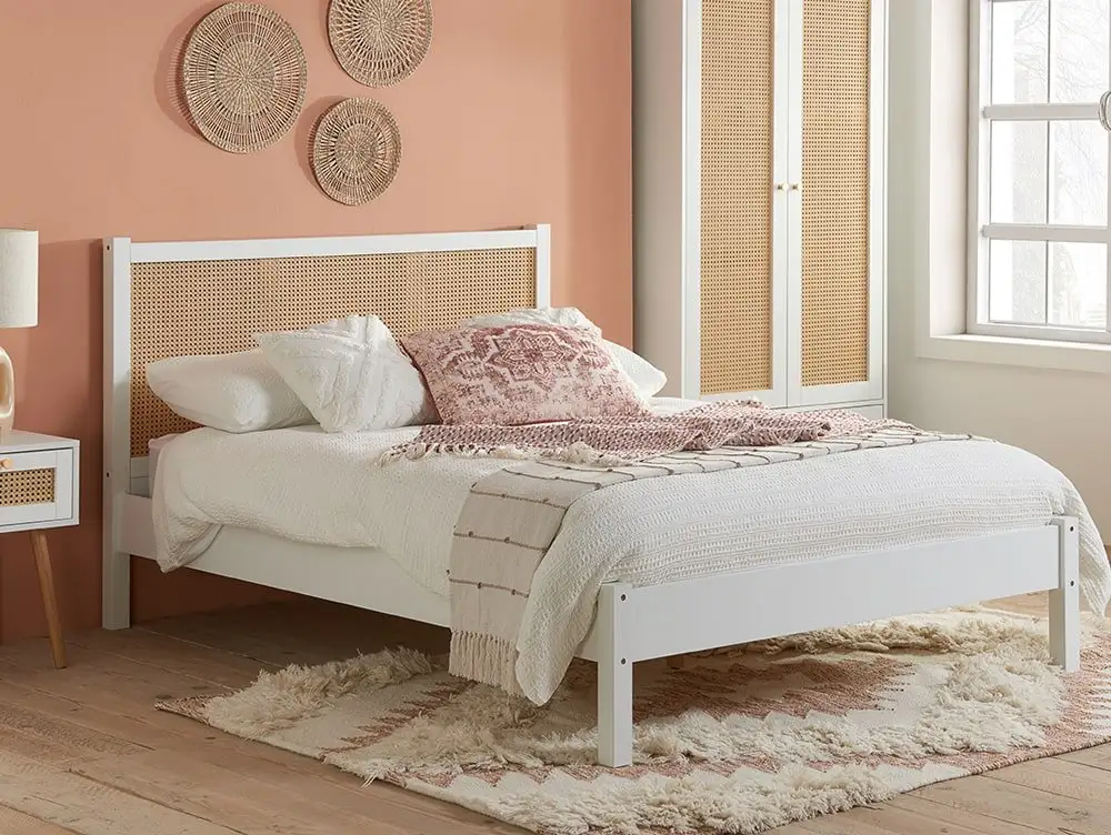 Birlea Furniture & Beds Birlea Croxley 5ft King Size Rattan and White Wooden Bed Frame
