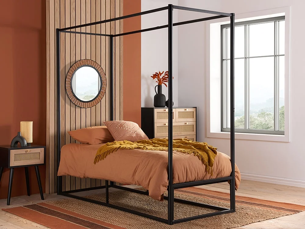 Birlea Furniture & Beds Birlea Farringdon 3ft Single Black 4 Poster Metal Bed Frame
