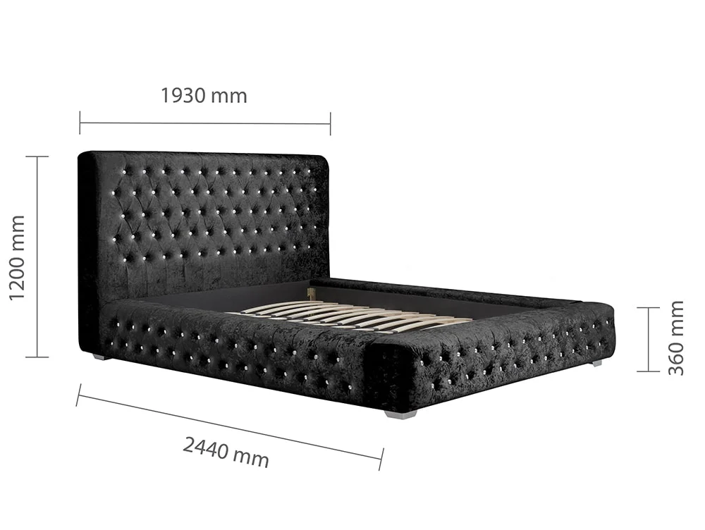 Birlea Furniture & Beds Birlea Grande 5ft King Size Black Crushed Velvet Bed Frame