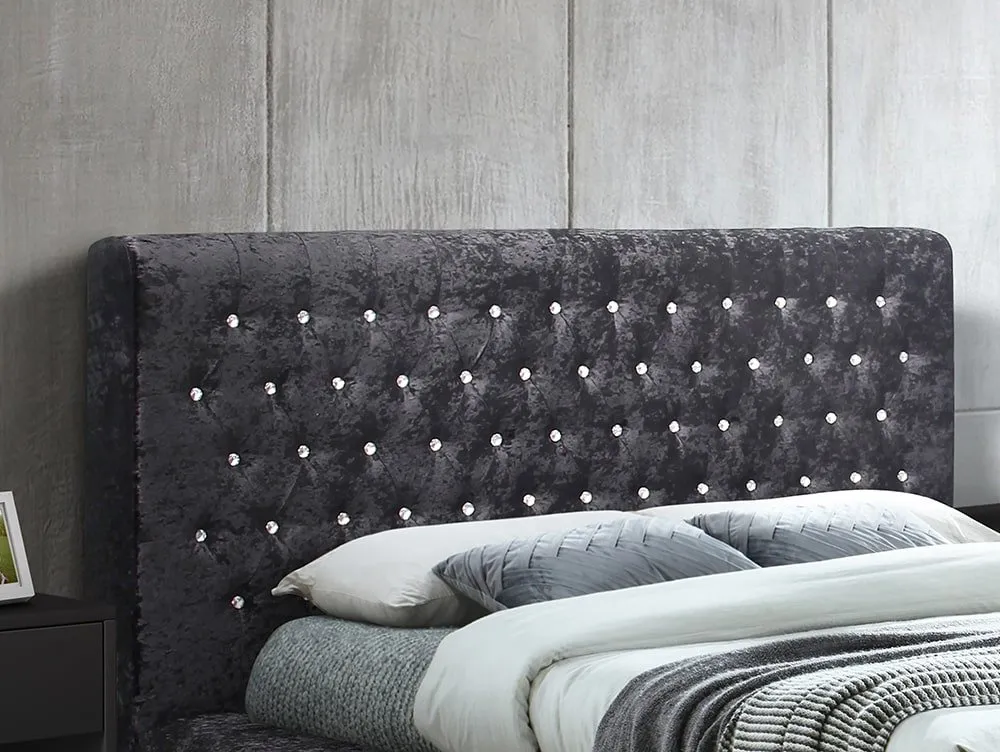 Birlea Furniture & Beds Birlea Grande 5ft King Size Black Crushed Velvet Bed Frame
