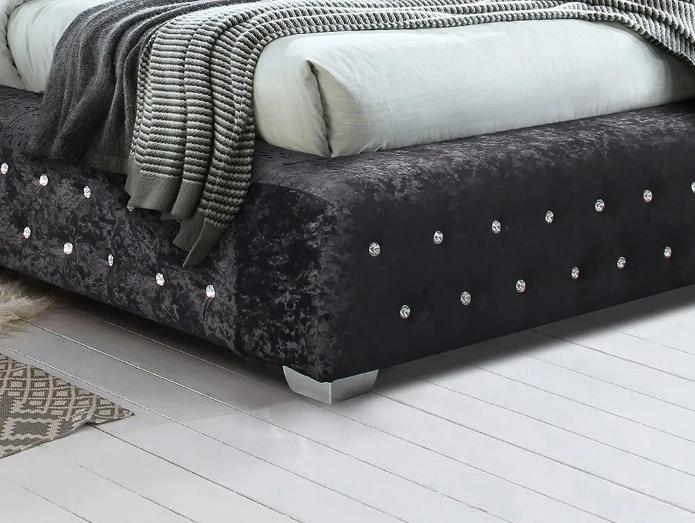 Birlea Furniture & Beds Birlea Grande 6ft Super King Size Black Crushed Velvet Bed Frame