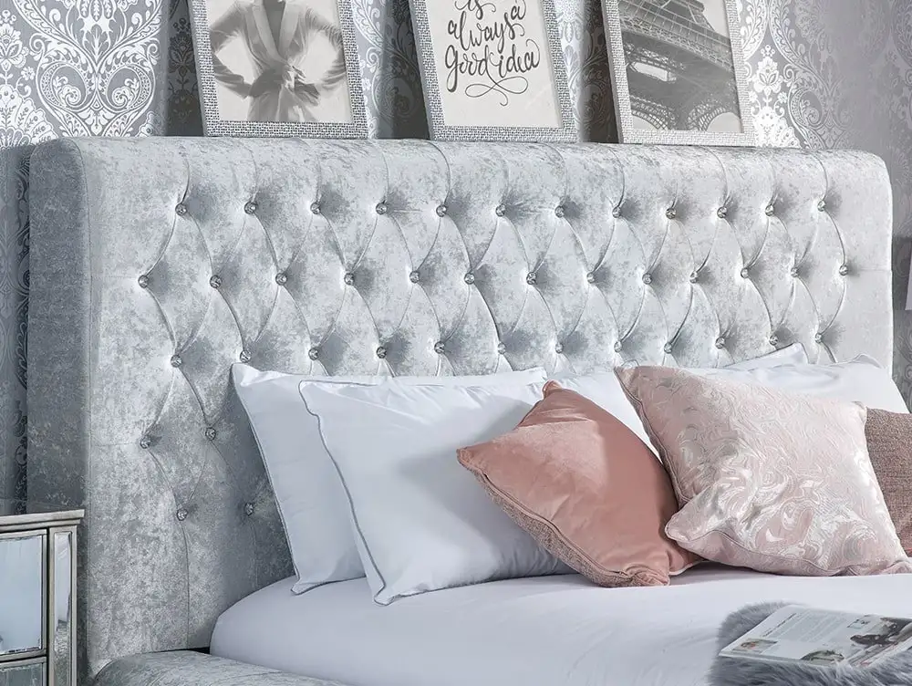 Birlea Furniture & Beds Birlea Grande 6ft Super King Size Steel Crushed Velvet Bed Frame