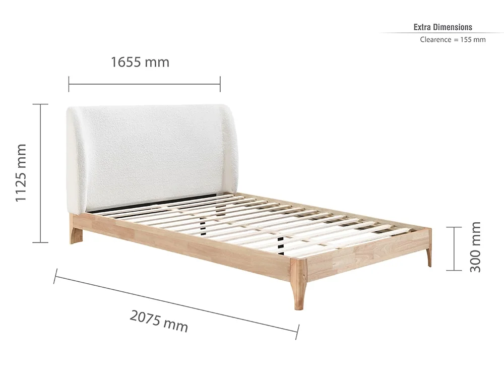Birlea Furniture & Beds Birlea Halfden 5ft King Size White Fabric Bed Frame