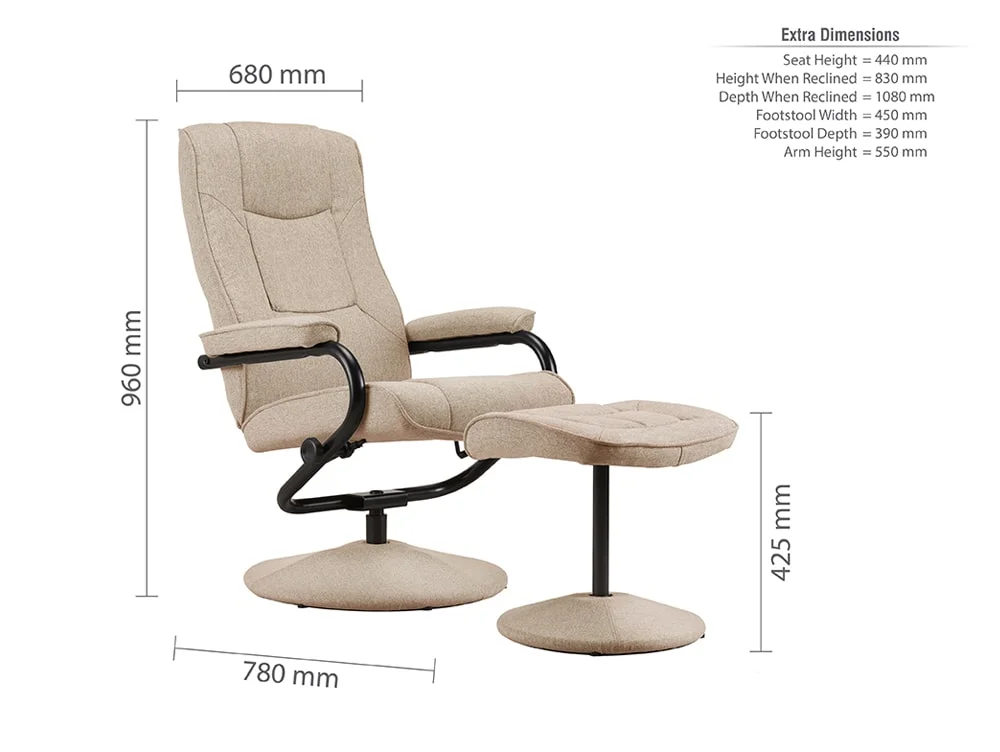 Birlea Furniture & Beds Birlea Memphis Wheat Fabric Swivel Chair & Footstool