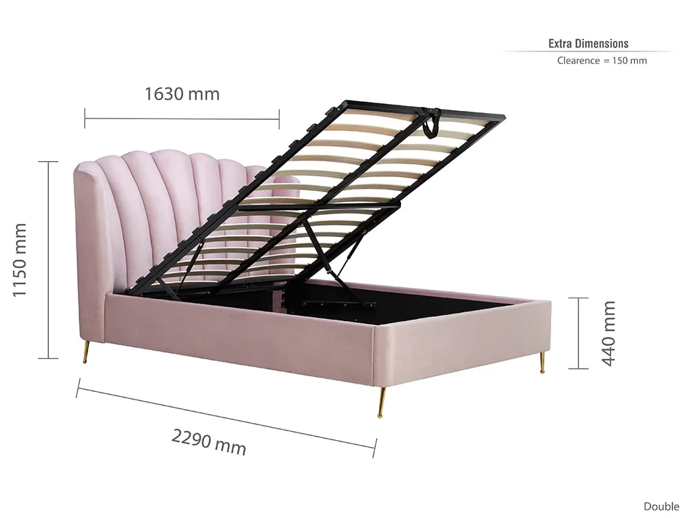 Birlea Furniture & Beds Birlea Lottie 4ft6 Double Pink Fabric Ottoman Bed Frame