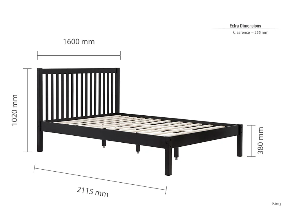 Birlea Furniture & Beds Birlea Nova 5ft King Size Black Wooden Bed Frame