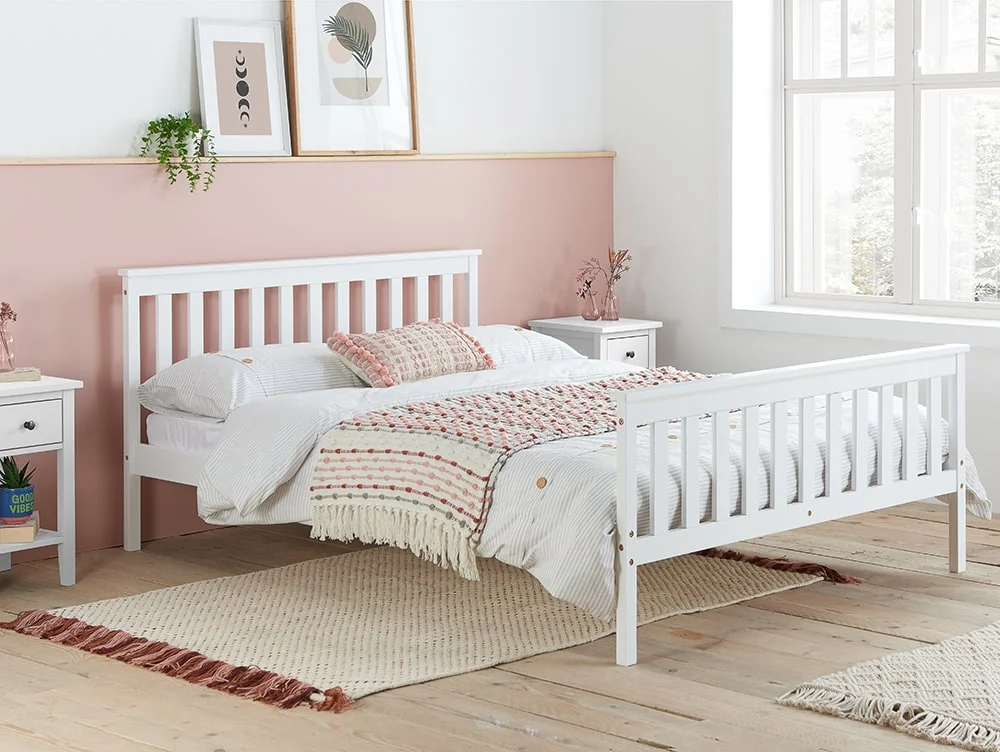 Birlea Furniture & Beds Birlea Oxford 4ft6 Double White Wooden Bed Frame