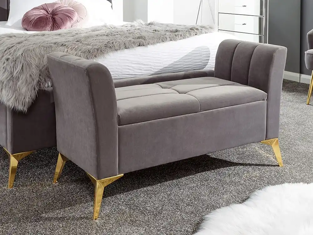 GFW GFW Pettine Double Grey Fabric 3 Piece Bedroom Furniture Set