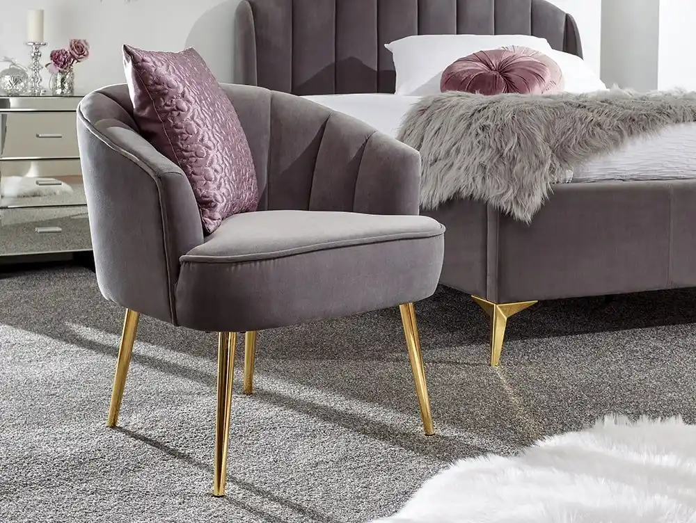 GFW GFW Pettine King Size Grey Fabric 3 Piece Bedroom Furniture Set