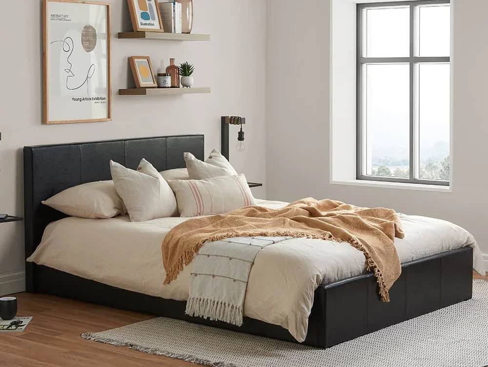 Birlea Furniture & Beds Clearance - Birlea Berlin 5ft King Size Brown Faux Leather Ottoman Bed Frame