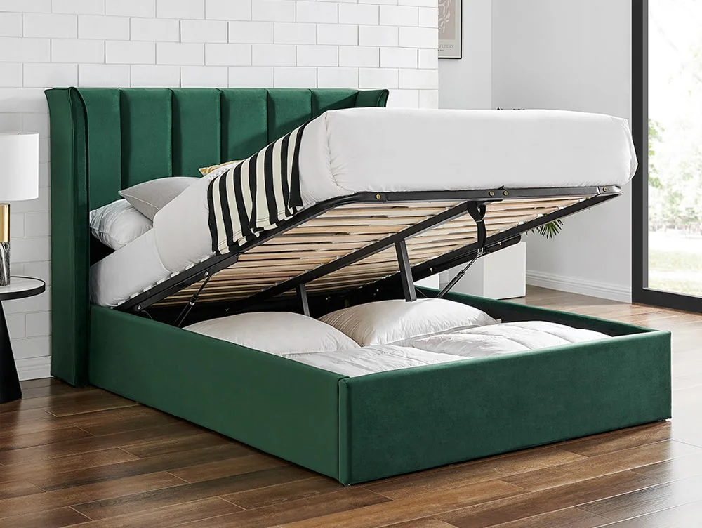Limelight  Limelight Polaris 5ft King Size Emerald Green Fabric Ottoman Bed Frame