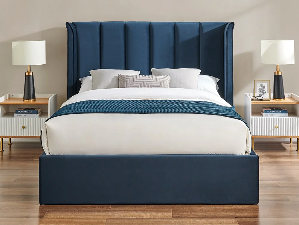 Limelight  Limelight Polaris 4ft6 Double Navy Blue Fabric Ottoman Bed Frame