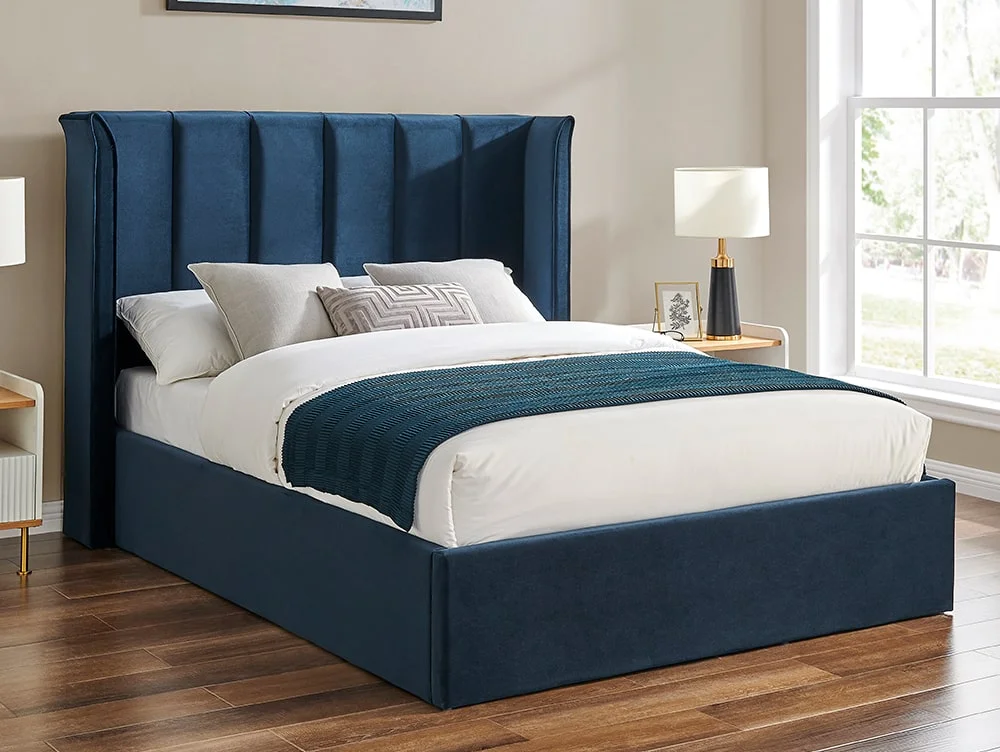 Limelight  Limelight Polaris 5ft King Size Navy Blue Fabric Ottoman Bed Frame