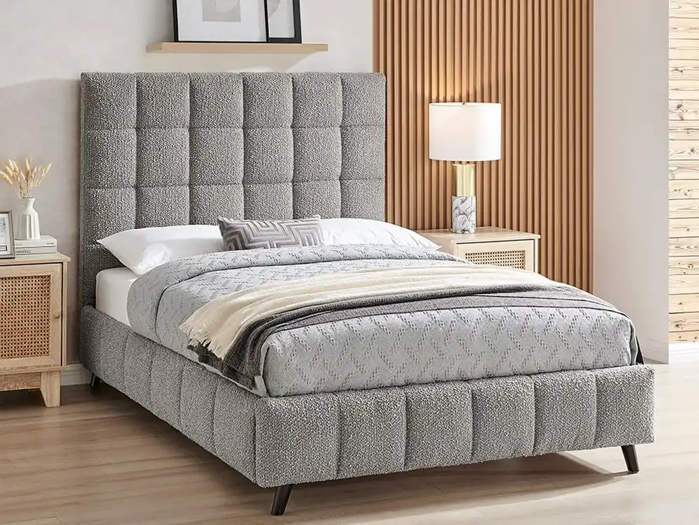 Limelight  Limelight Starla Square 4ft6 Double Dove Grey Boucle Fabric Bed Frame